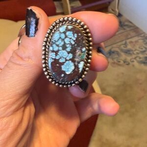 Turquoise and Brown Oval Ring